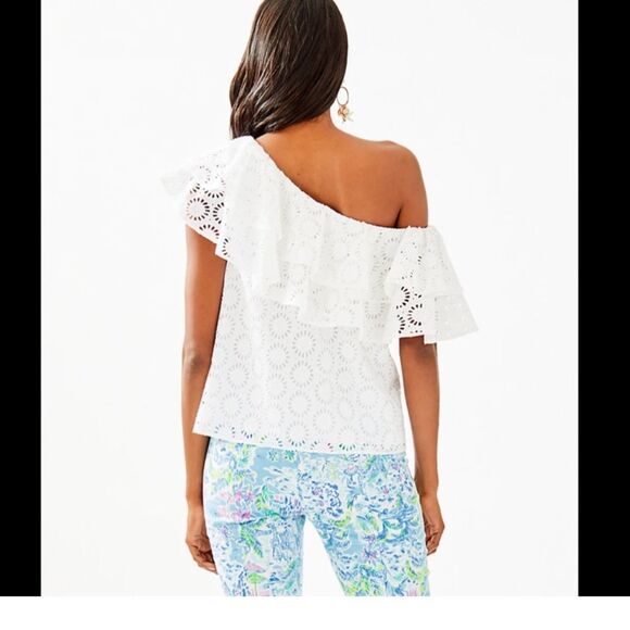 Lilly Pulitzer Trixie Eyelet One-Shoulder Top - Picture 2 of 6